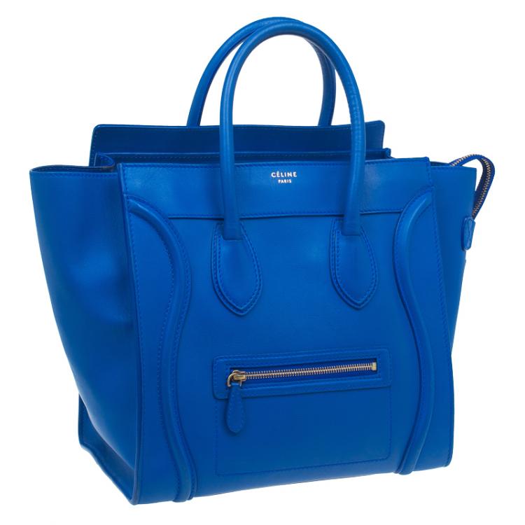 Pre Owned Celine Blue Leather Mini Luggage Tote