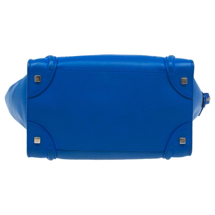 Pre Owned Celine Blue Leather Mini Luggage Tote
