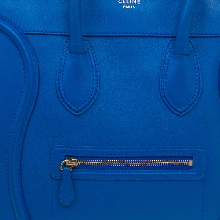 Pre Owned Celine Blue Leather Mini Luggage Tote