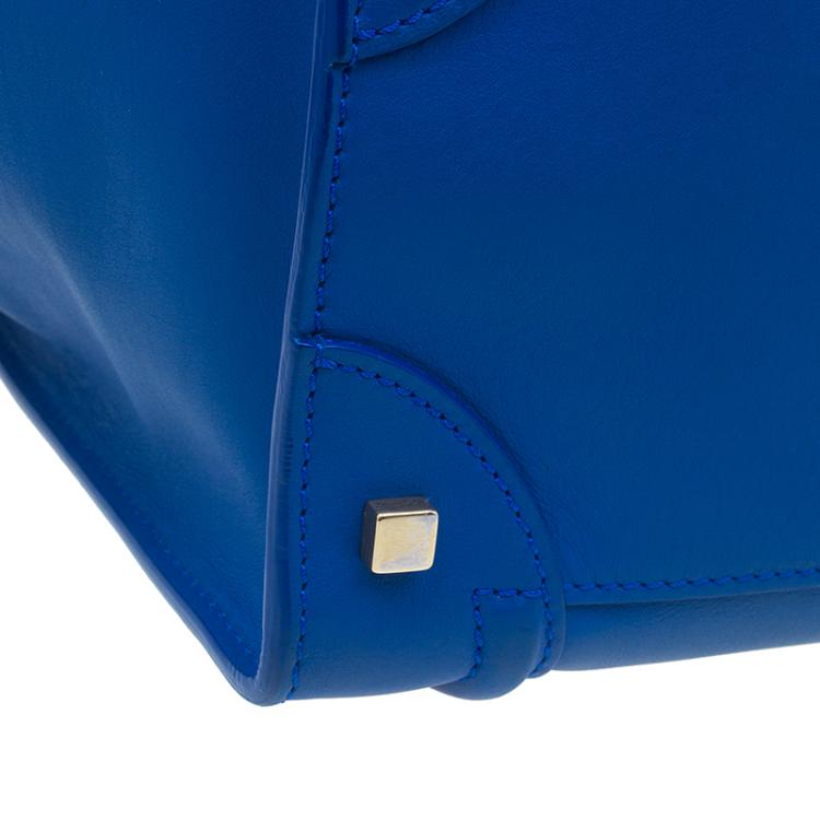 Pre Owned Celine Blue Leather Mini Luggage Tote