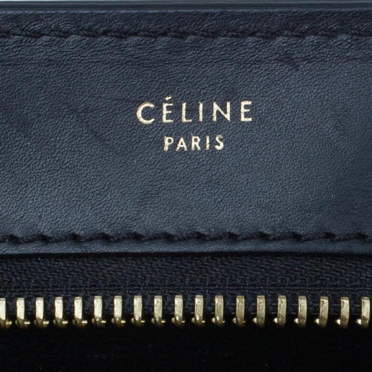 Pre Owned Celine Black Leather Embossed Crocodile Large Trapeze