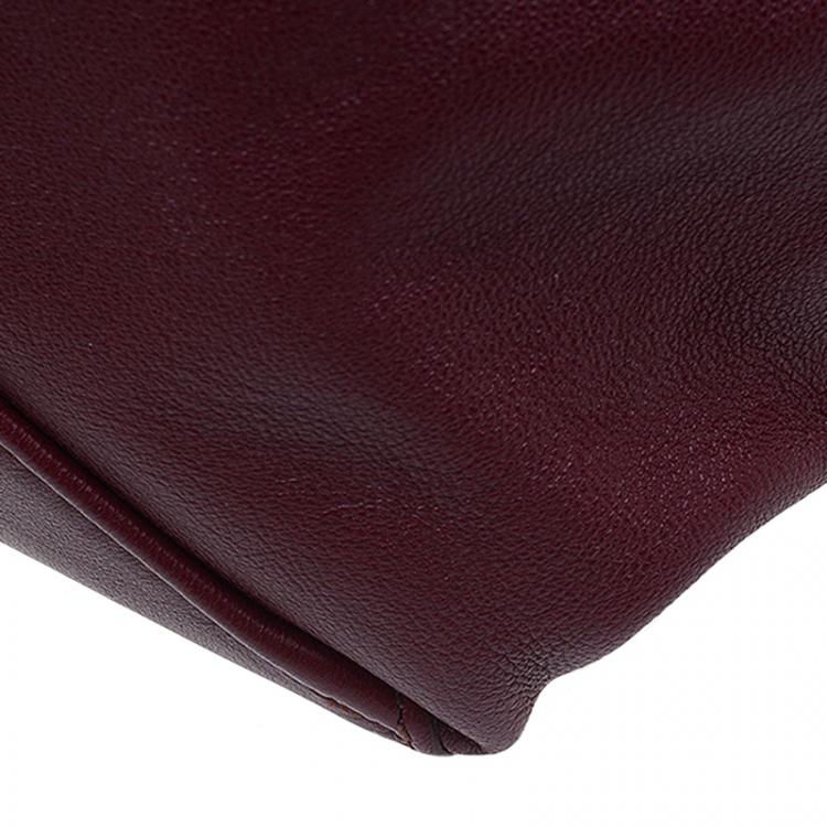 Pre Owned Celine Grey/Burgundy Bicolor Leather Horizontal Cabas Tote