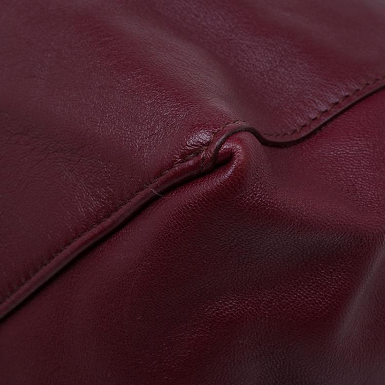 Pre Owned Celine Grey/Burgundy Bicolor Leather Horizontal Cabas Tote