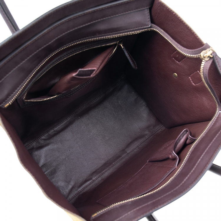 Pre Owned Celine Multicolor Embossed Python, Suede and Leather Mini Luggage Tote