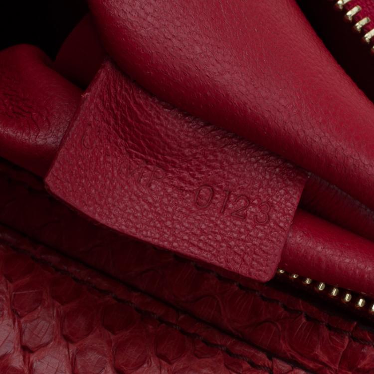 Pre Owned Celine Red Python and Suede Medium Trapeze Bag