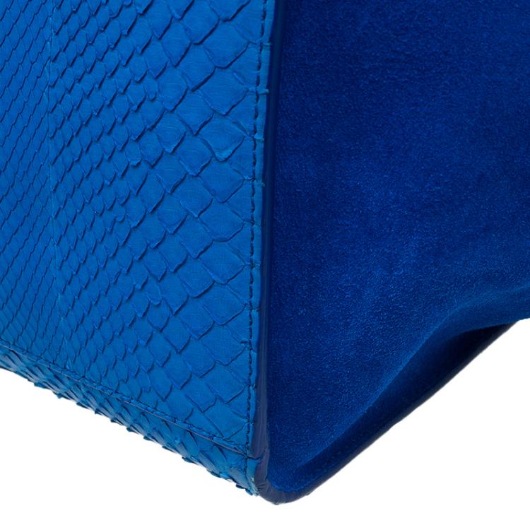 Pre Owned Celine Blue Python/Suede Medium Trapeze Bag