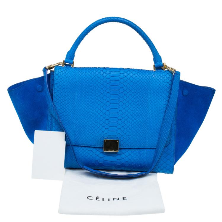 Pre Owned Celine Blue Python/Suede Medium Trapeze Bag