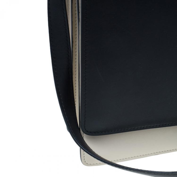 Pre Owned Celine Black and White Calfskin Medium Case Flap Bag