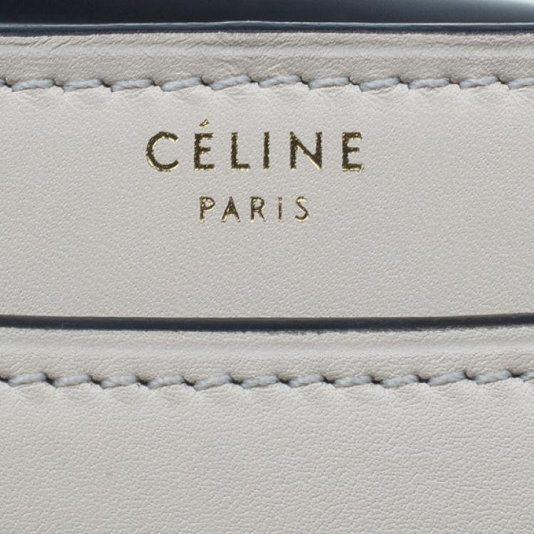 Pre Owned Celine Black and White Calfskin Medium Case Flap Bag