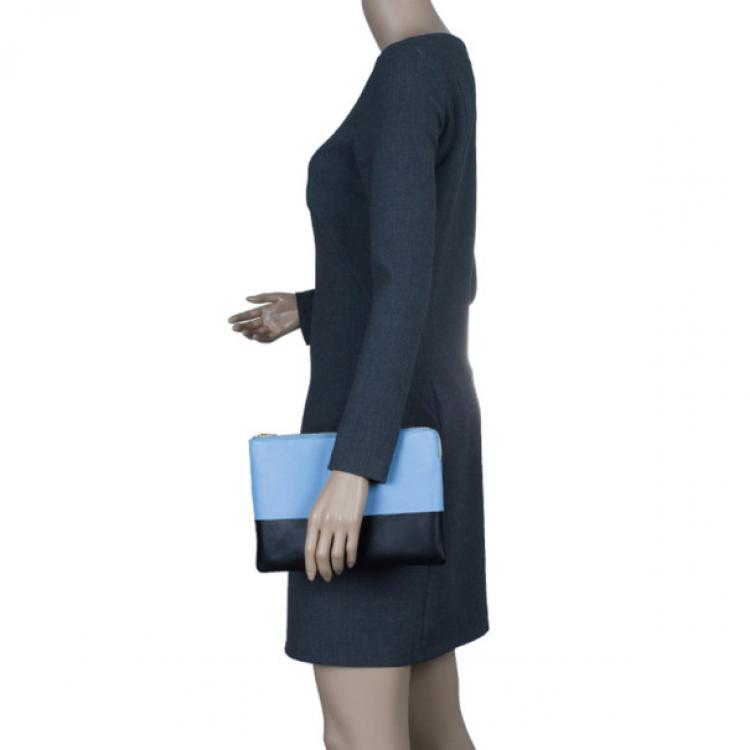 Pre Owned Celine Blue Leather Solo Clutch