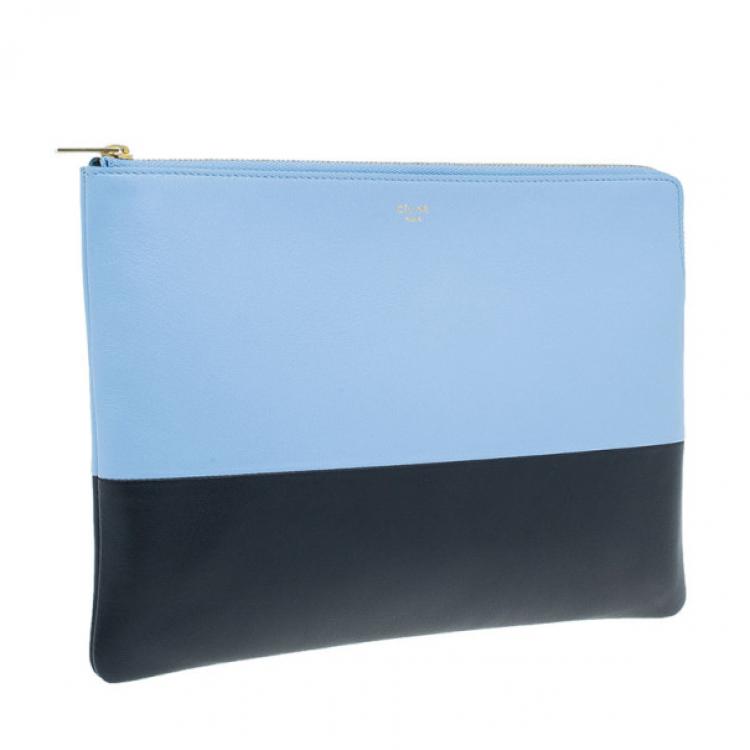 Pre Owned Celine Blue Leather Solo Clutch