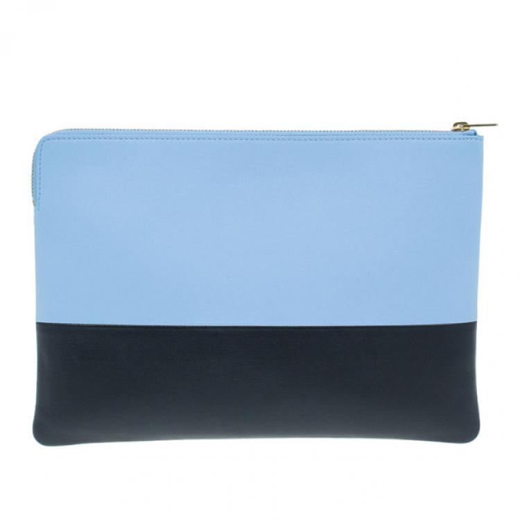 Pre Owned Celine Blue Leather Solo Clutch