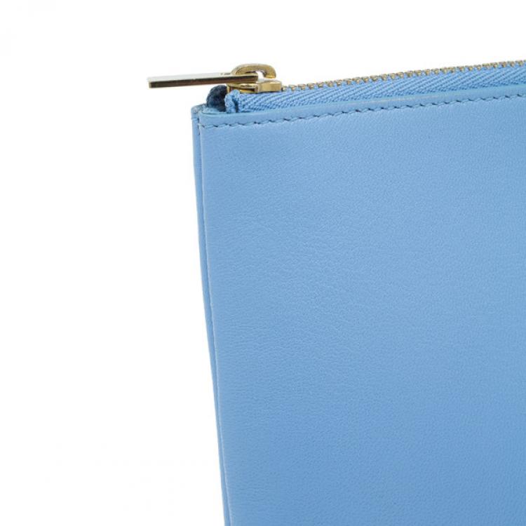 Pre Owned Celine Blue Leather Solo Clutch