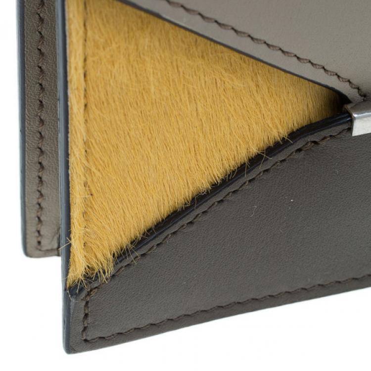 Pre Owned Celine Saffron Pony Hair and Leather Diamond Card Case