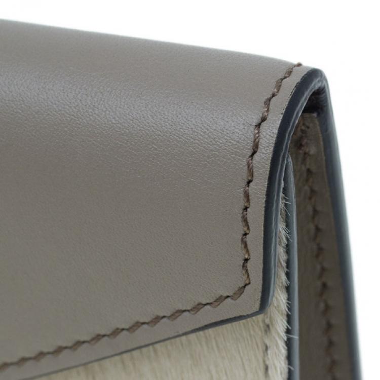 Pre Owned Celine Saffron Pony Hair and Leather Diamond Card Case