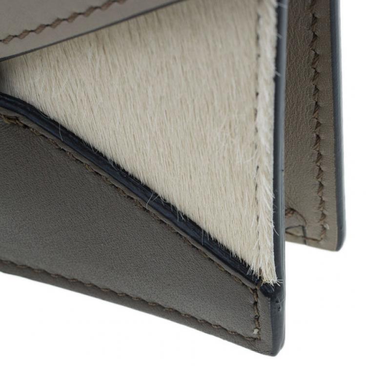 Pre Owned Celine Saffron Pony Hair and Leather Diamond Card Case