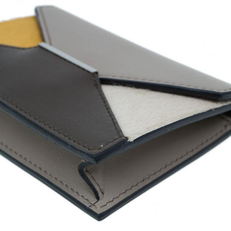 Pre Owned Celine Saffron Pony Hair and Leather Diamond Card Case