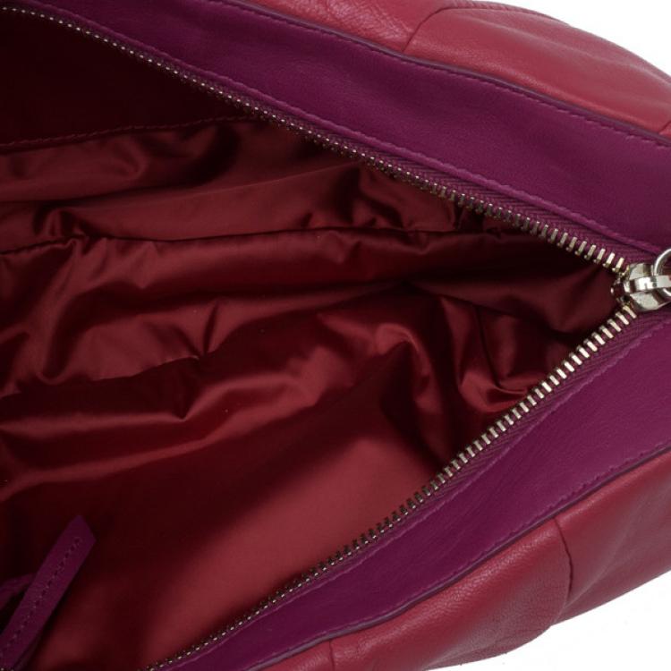 Pre Owned Celine Two Tone Red Pleated Clutch