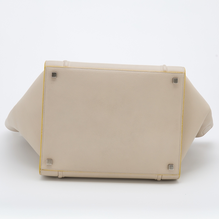 Pre Owned Celine Off White Leather Medium Phantom Luggage Tote