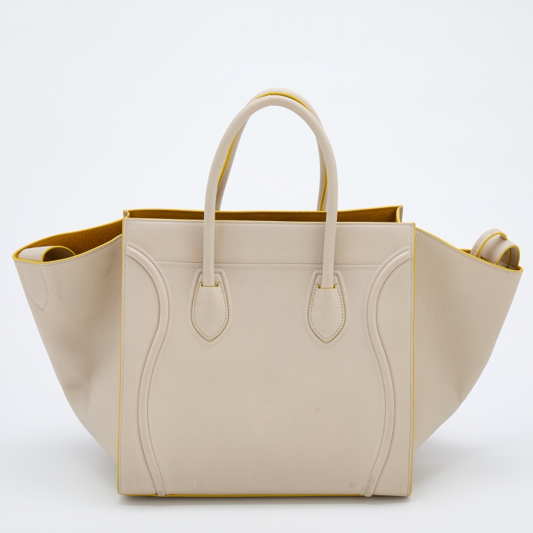 Pre Owned Celine Off White Leather Medium Phantom Luggage Tote