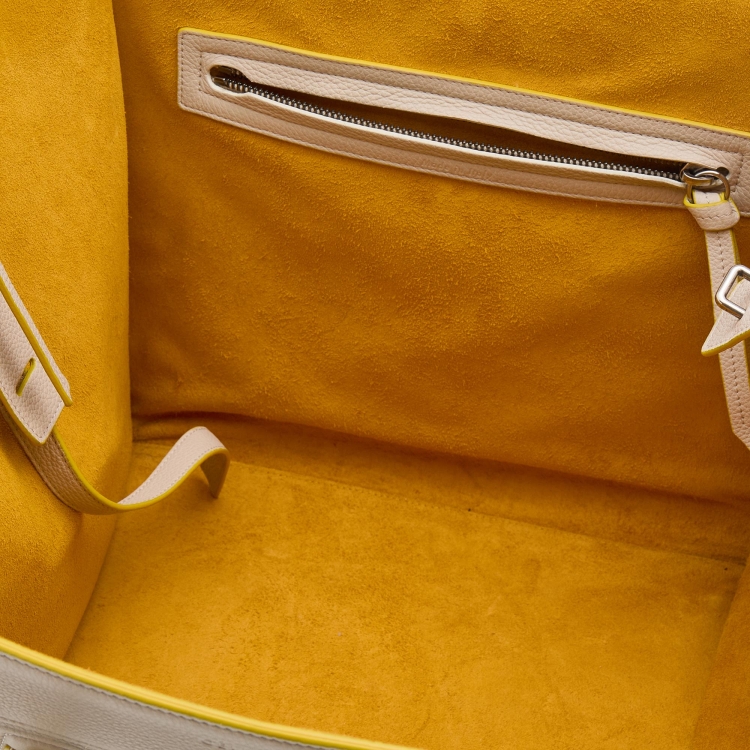 Pre Owned Celine Off White Leather Medium Phantom Luggage Tote