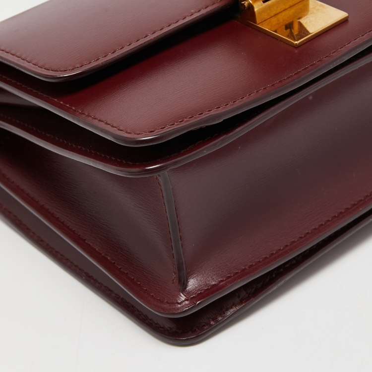 Pre Owned Celine Burgundy Leather Small Classic Box Shoulder Bag