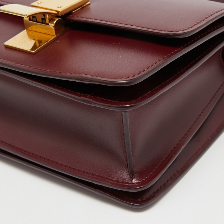 Pre Owned Celine Burgundy Leather Small Classic Box Shoulder Bag