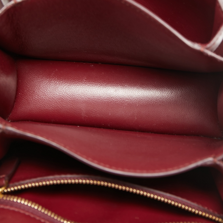 Pre Owned Celine Burgundy Leather Small Classic Box Shoulder Bag