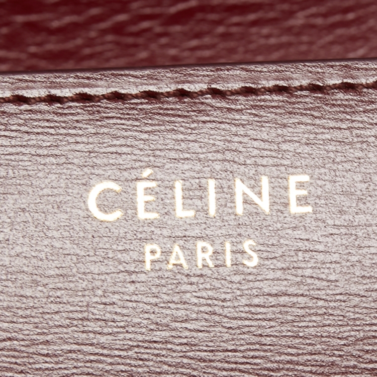 Pre Owned Celine Burgundy Leather Small Classic Box Shoulder Bag