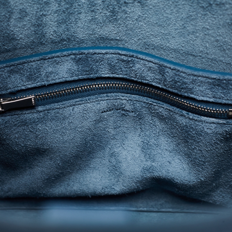 Pre Owned Celine Blue Leather Small Sangle Bucket Bag