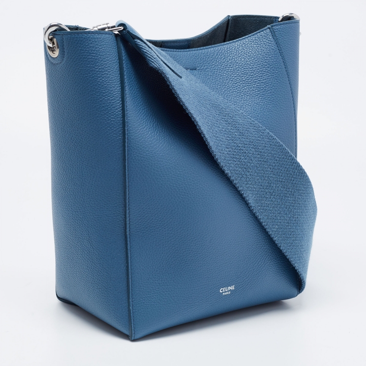 Pre Owned Celine Blue Leather Small Sangle Bucket Bag