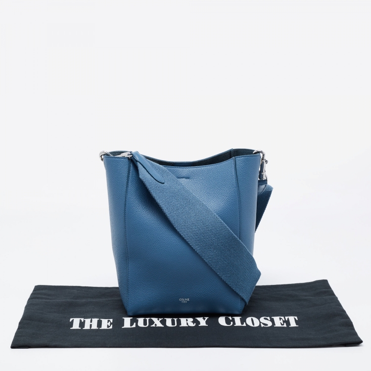 Pre Owned Celine Blue Leather Small Sangle Bucket Bag