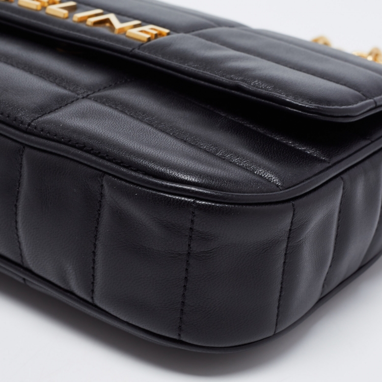 Pre Owned Celine Black Quilted Matelasse Leather Chain Shoulder Bag