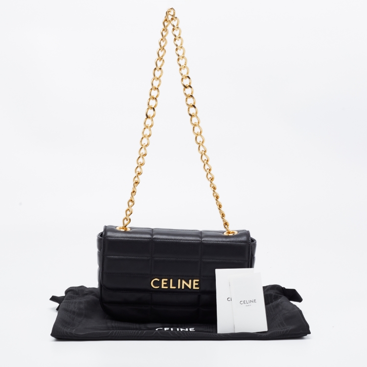 Pre Owned Celine Black Quilted Matelasse Leather Chain Shoulder Bag