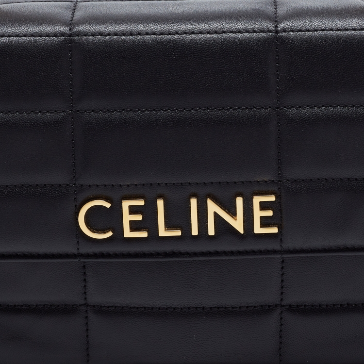 Pre Owned Celine Black Quilted Matelasse Leather Chain Shoulder Bag