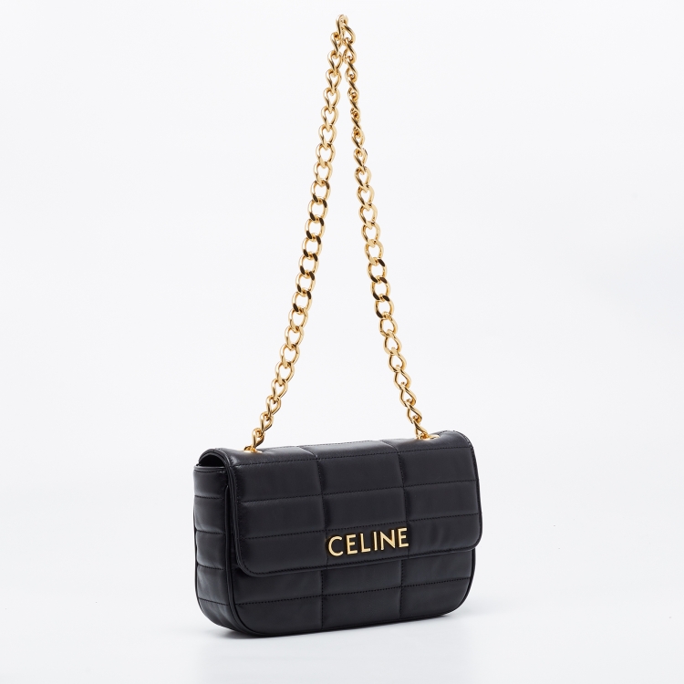 Pre Owned Celine Black Quilted Matelasse Leather Chain Shoulder Bag