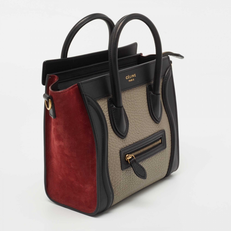 Pre Owned Celine Tri Color Leather and Nubuck Nano Luggage Tote