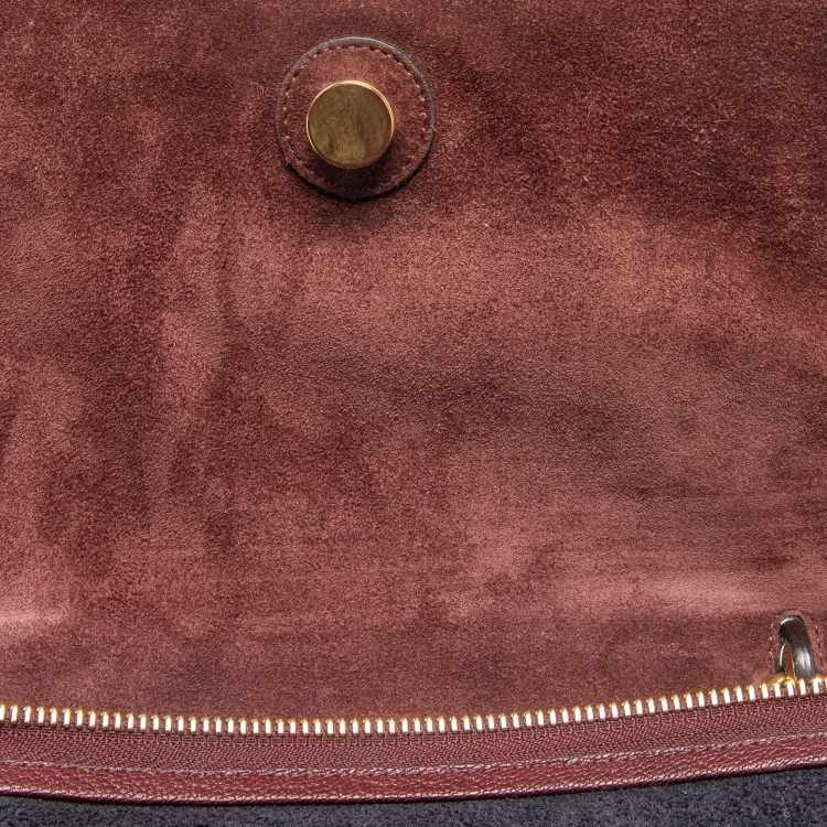 Pre Owned Celine Burgundy/Brown Leather Micro Belt Top Handle Bag