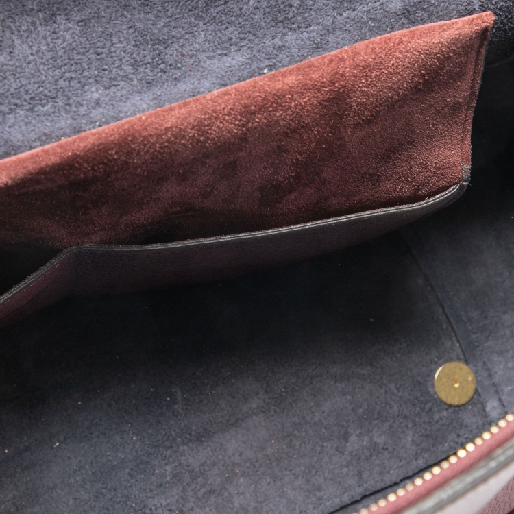 Pre Owned Celine Burgundy/Brown Leather Micro Belt Top Handle Bag