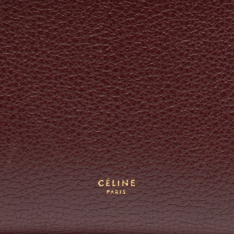 Pre Owned Celine Burgundy/Brown Leather Micro Belt Top Handle Bag