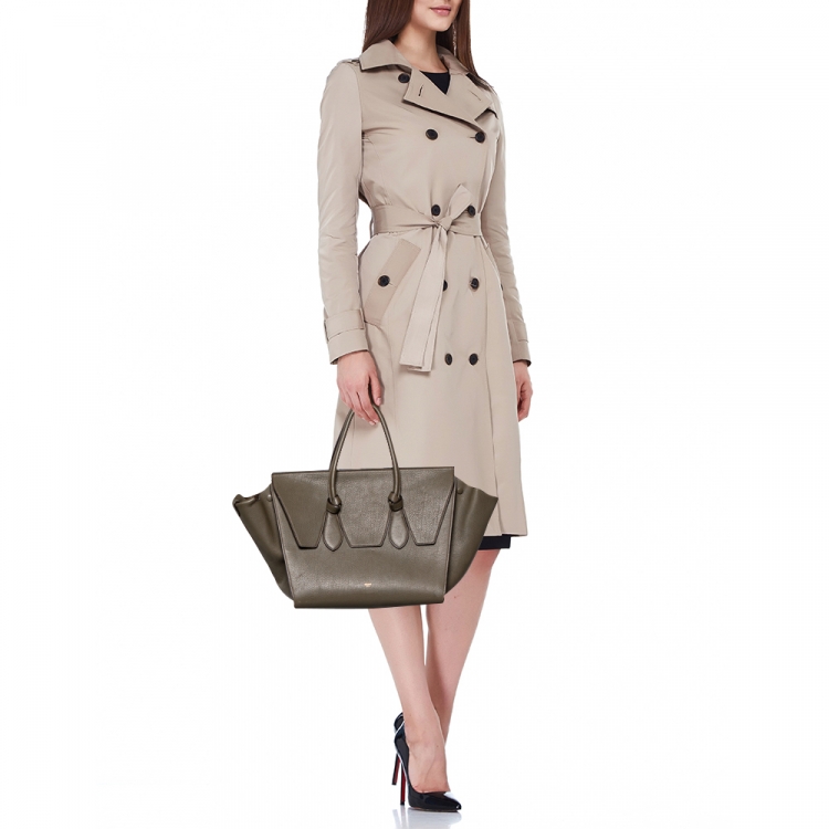 Pre Owned Celine Brown Leather Medium Tie Tote