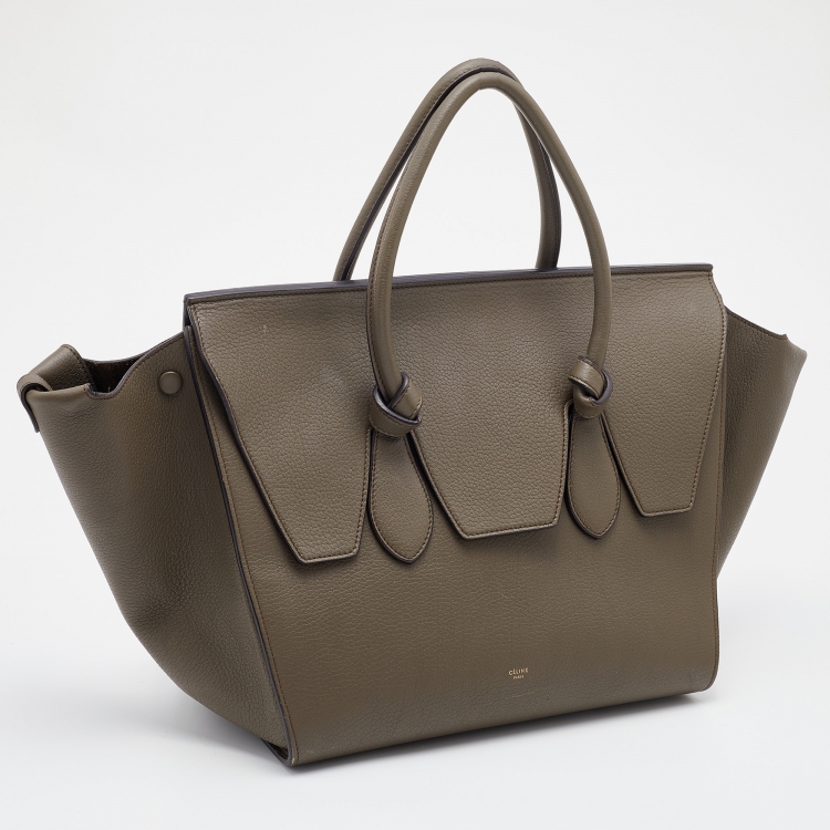 Pre Owned Celine Brown Leather Medium Tie Tote
