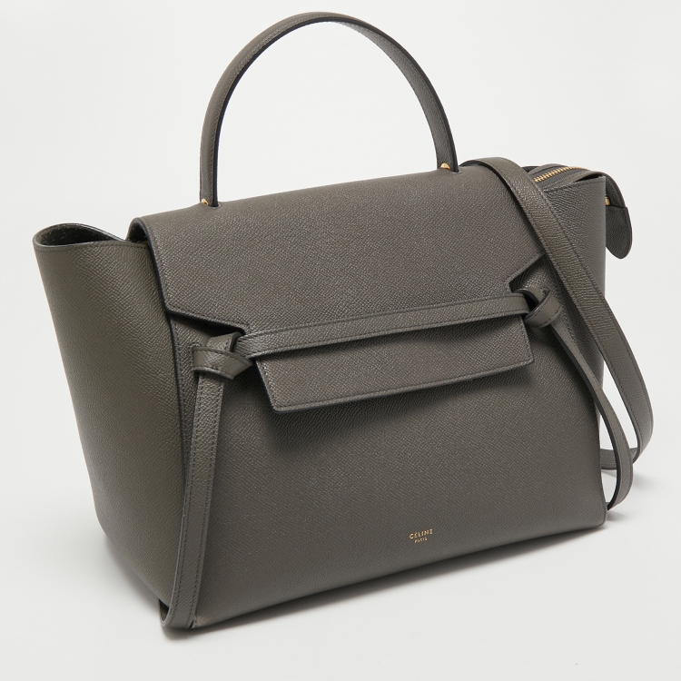 Pre Owned Celine Grey Leather Mini Belt Top Handle Bag