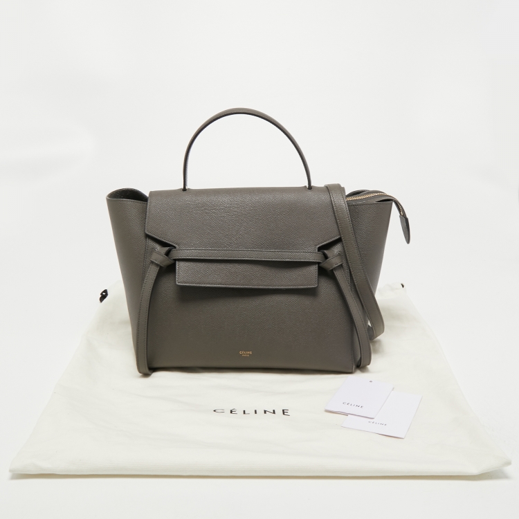 Pre Owned Celine Grey Leather Mini Belt Top Handle Bag
