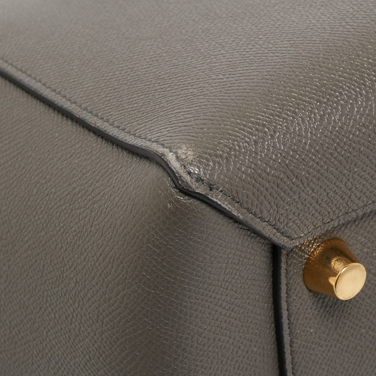 Pre Owned Celine Grey Leather Mini Belt Top Handle Bag