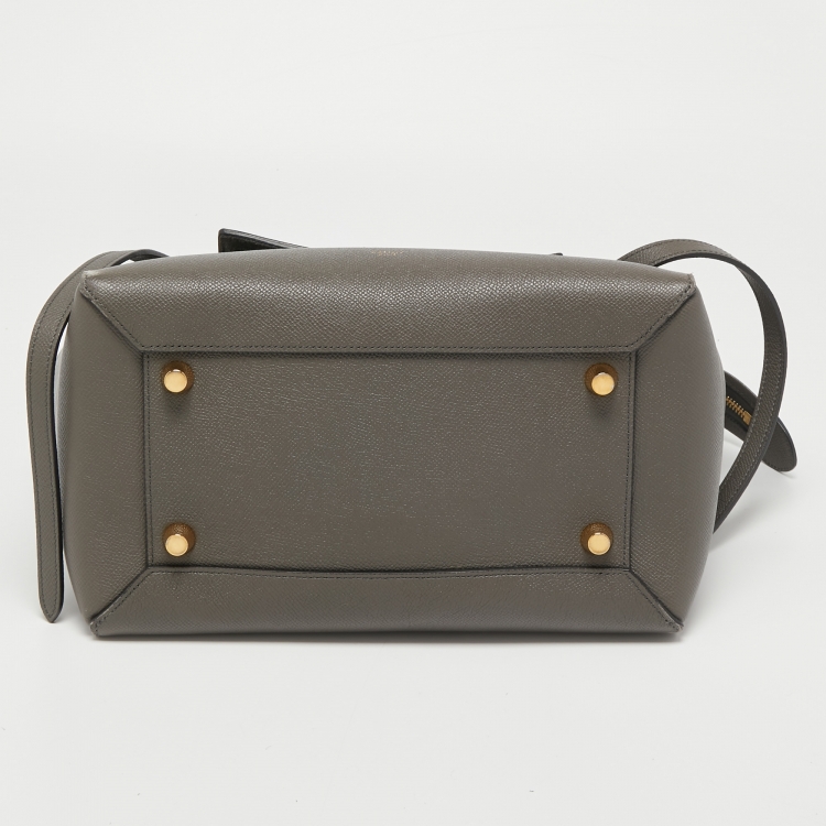 Pre Owned Celine Grey Leather Mini Belt Top Handle Bag