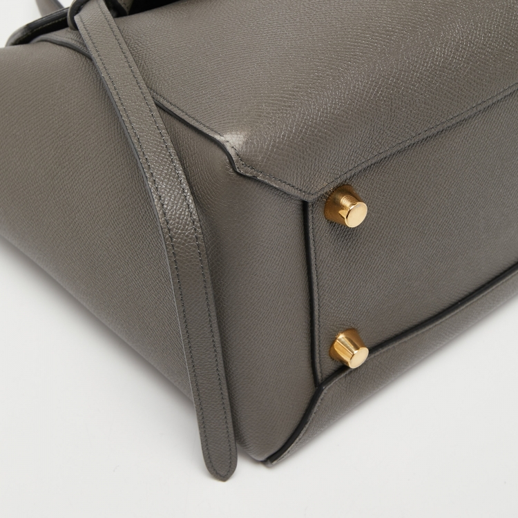 Pre Owned Celine Grey Leather Mini Belt Top Handle Bag