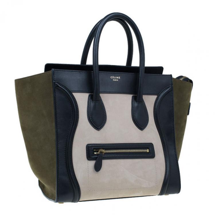 Pre Owned Celine Tricolor Smooth Leather Mini Luggage Tote