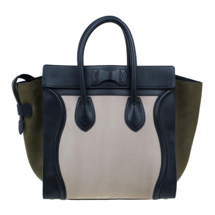 Pre Owned Celine Tricolor Smooth Leather Mini Luggage Tote