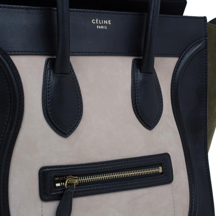 Pre Owned Celine Tricolor Smooth Leather Mini Luggage Tote